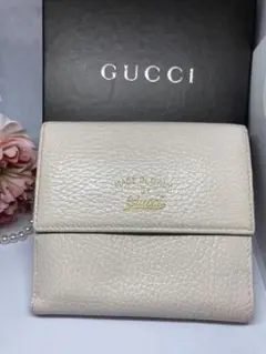 オールドグッチ GUCCI 折り財布 アイボリー 本革