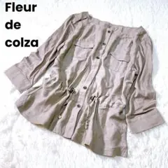 【フルールデコルザ】7分丈 薄手 ノーカラージャケット ウエストしぼり有り