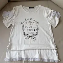 pom ponette リボン付きTシャツ Lサイズ