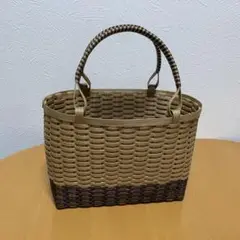 ハンドメイド　カゴバッグ　茶×チョコ