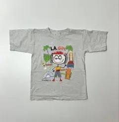 Danny First キャラクター 刺繍　半袖Tシャツ グレー　Kids L
