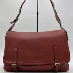 【極美品】PRADA メッセンジャーバッグ ブラウン レザー 大容量 メンズ