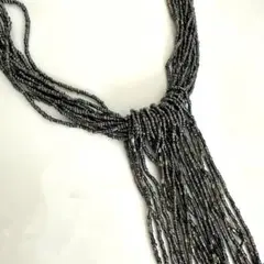 【新品・未使用】　ビーズ　ネックレス　ブラックシルバーブルー　モダン