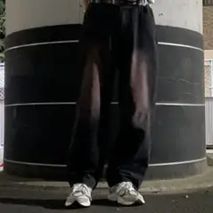 archive grunge baggy pants black BO07