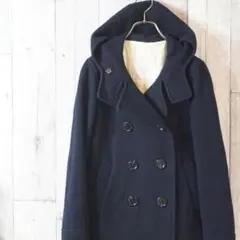 SLOBE IENA フーデットメルトンPコート ショート ネイビー 36