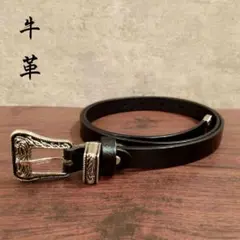 【美品】サンローラン　ベルト　ロゴ　ウエスタンベルト　黒　ブラック　レザー SAINT LAURENT(サンローラン) / ベルト/レザー/ブラック/メンズ