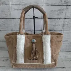 美品♡Local Motion♡タッセル付き コーデュロイ＆ファー トートバッグ