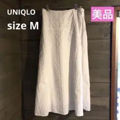 美品　UNIQLO ホワイト フレアスカート ロング丈　size M