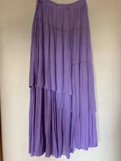 ラベンダーカラー　ロングスカート　無地