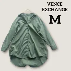 VENCE EXCHANGE スキッパー　バックプリント　オーバーシャツ　カーキ