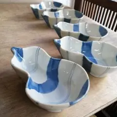 レトロ 瓢箪 器 在銘 陶器 向付 珍味入れ 5つ