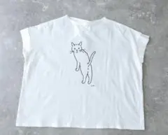 NARUナチュラルソフト天竺 振り返りネコTシャツ
