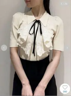 snidel ラッフル刺繍ニットプルオーバー