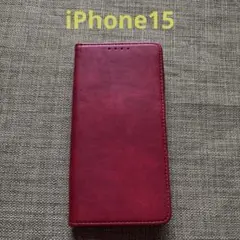 iPhone15 ケース　カバー　赤　マグネットカバー