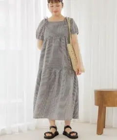 flower　2wayティアードワンピース　Black