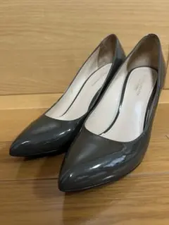 ボッテガヴェネタ ヒールパンプス エナメル カーキ 351/2 22.5cm
