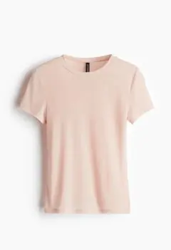 H&M フィットTシャツ ライトピンク