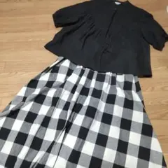 《お値下げ》綿麻ブロックチェックスカート