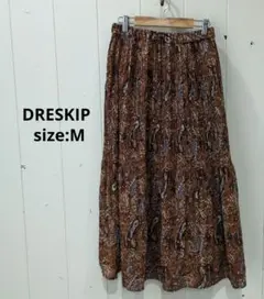 ドレスキップ DRESKIP ペイズリー柄 プリーツ スカート ブラウン系 Ｍ