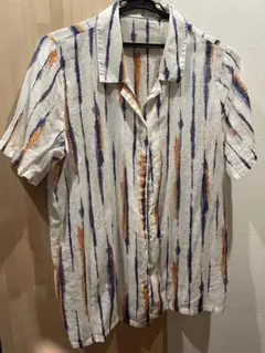 ラグマシーン　RAG MACHINE シャツ　縦デザイン　紫×オレンジ　L
