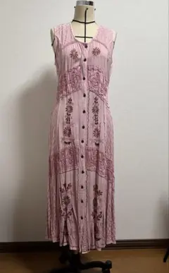 刺繍ワンピース ピンク