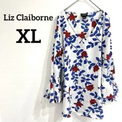 Liz Claiborne【XL】フラワープリント シャツ 3/4袖