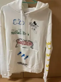 adidas × Disney ミッキー プリント パーカー ホワイト Lサイズ
