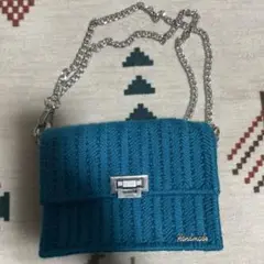 【ハンドメイド】ターコイズの手編みショルダーバッグ