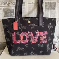 ★新品 COACH コーチ トートバッグ 花柄 ブラック 黒色 ピンク