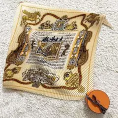 新品未使用 エルメス カレ90 プリーツ スカーフ ザルツブルク シルク 総柄