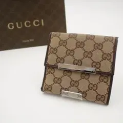✨極美品✨GUCCI 折り財布 キャンバス GG柄 ブラウン シマ ジャガード