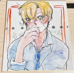 【イラスト】 21.手描きイラスト 色紙　男の子