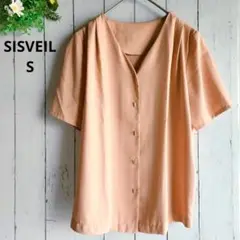 【SISVEIL】SオレンジピンクVネック 肩～前両脇タック 縦長金色ボタン