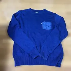 EDWIN 青 ニットセーター Sサイズ デニムポケット付き