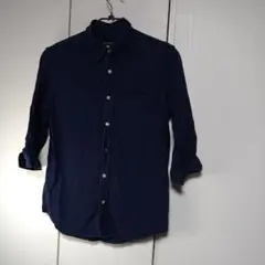 ネイビー 長袖シャツ 胸ポケット付き