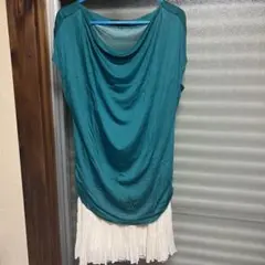 アンタイトル 薄手ドッキングワンピース グリーン 2