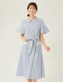 ストライプ 半袖シャツワンピース