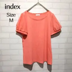 index インデックス パフスリーブ シャツ M オレンジ 袖チュール素材