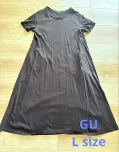 GU マーセライズドAラインワンピース　半袖　ダークブラウン