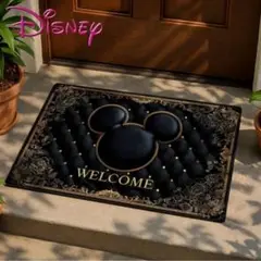 Disney ミッキーマウス 玄関マット ブラック