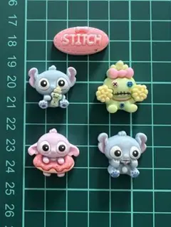【F-7】スティッチキャラクター デコレーションパーツ 5個セット