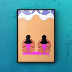 ★A4フレーム付き★オリジナル アートポスター SANDY BEACH 海