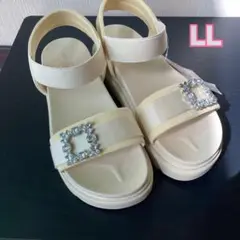 新品♥︎ビジュー付きサンダル　ホワイトL L 24.5cm 即日発送