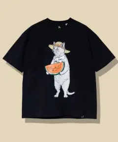 【新品未使用】ゴースローキャラバン　USA/C スイカ猫　Tシャツ　ブラック　L