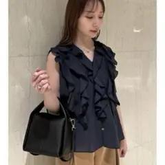 新品未使用 FRAY I.D フリルメロータンクトップ ネイビー フリーサイズ