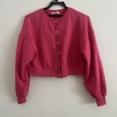 ピンク　ショート丈　トップス　M