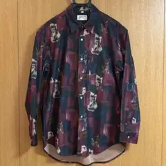 【JOHNFIELD】レトロシャツ Mサイズ 総柄 ワイン ヴィンテージ