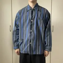 ユーロ ヴィンテージ パジャマシャツ ストライプ マルチカラー ブルー