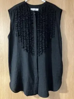 Demi-Luxe BEAMS レーヨンリネン フリルシャツ ブラック 36