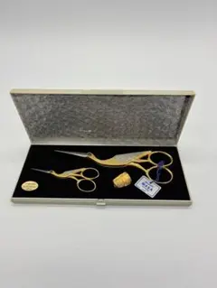 ゾーリンゲン ハサミ2点と指貫セット コウノトリ 鶴　未使用保管品